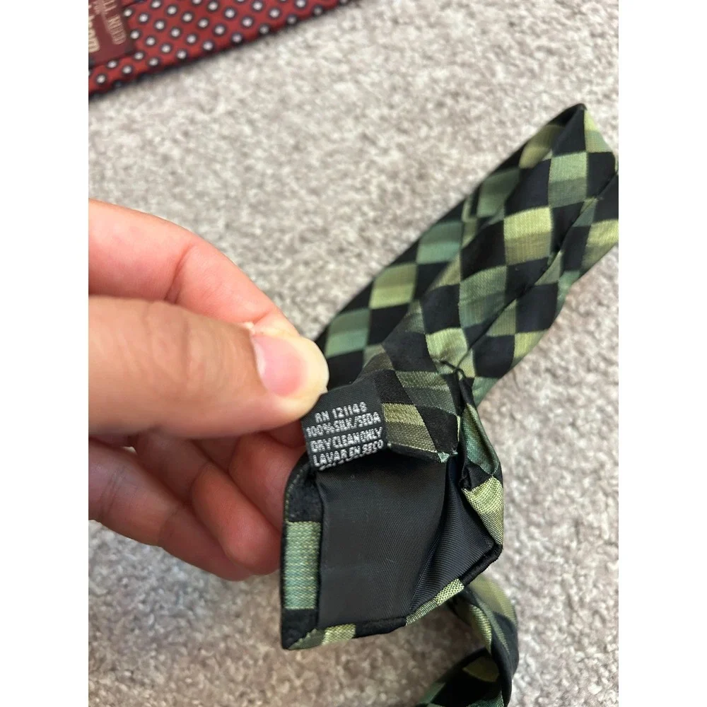 Business Professional Silk Necktie Bundle Mens OS Red Green Geometric Tie Set 3